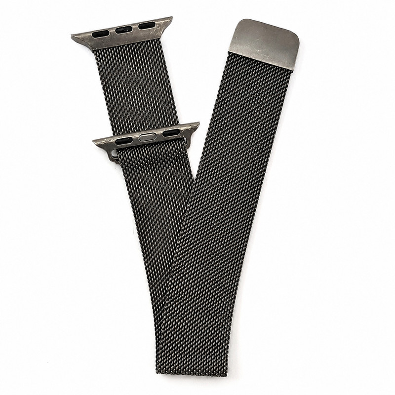 Used Milanese Loop Stainless Steel Watch Band Strap Black/Grey Magnetic Closure
