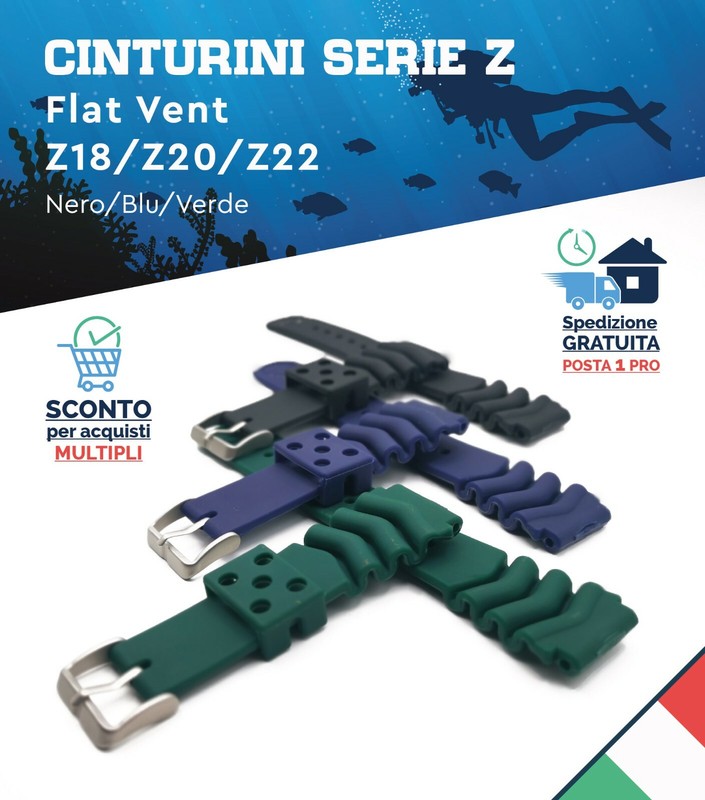 Cinturino Orologio Gomma seiko flat vent Nero Blu Verde 18 20 22 mm Diver skx
