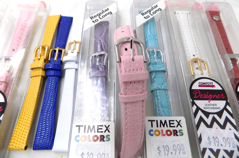 Lot of 10 New 12mm Watch Bands Leather Timex Pink Blue Yellow White Red New gallery