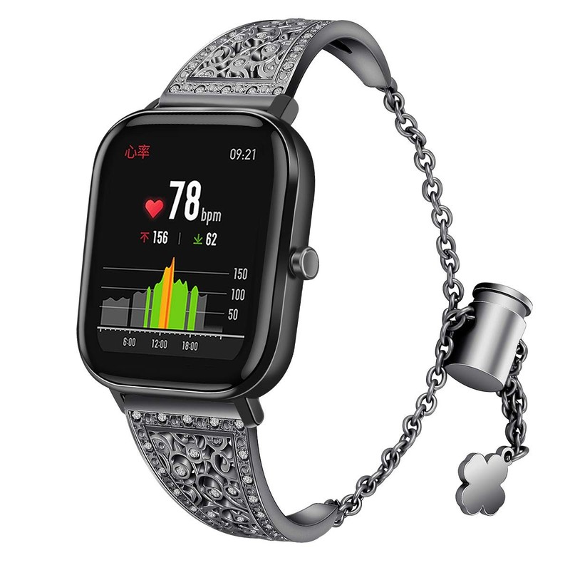 FitTurn Watch Band Compatible with Amazfit GTS 3/GTS 2/GTS 8.1 inches, Black