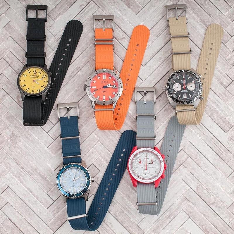 FKM Rubber Pass Through Military Watch Strap Dual Pass Convert Single Seiko Band
