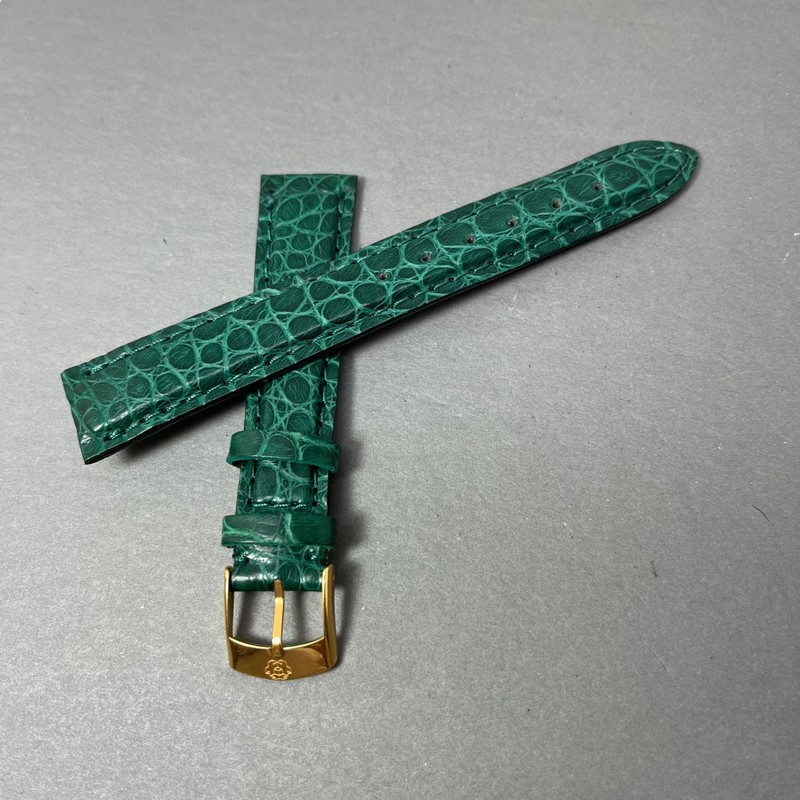 Genuine American Alligator Watch Band Strap Hand Crafted in Italy 17mm Green