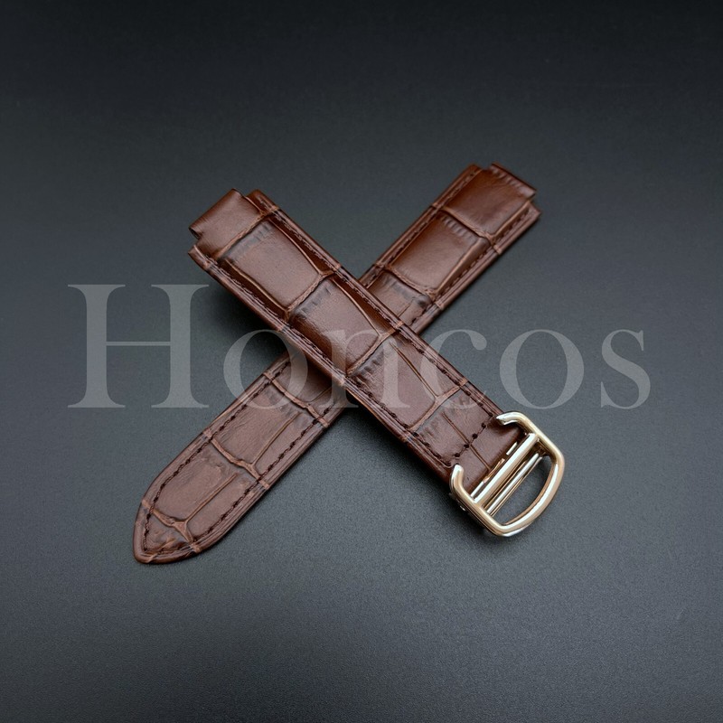 Brown Genuine Leather Alligator Watch Band Strap Fits For CARTIER Ballon Bleu US gallery