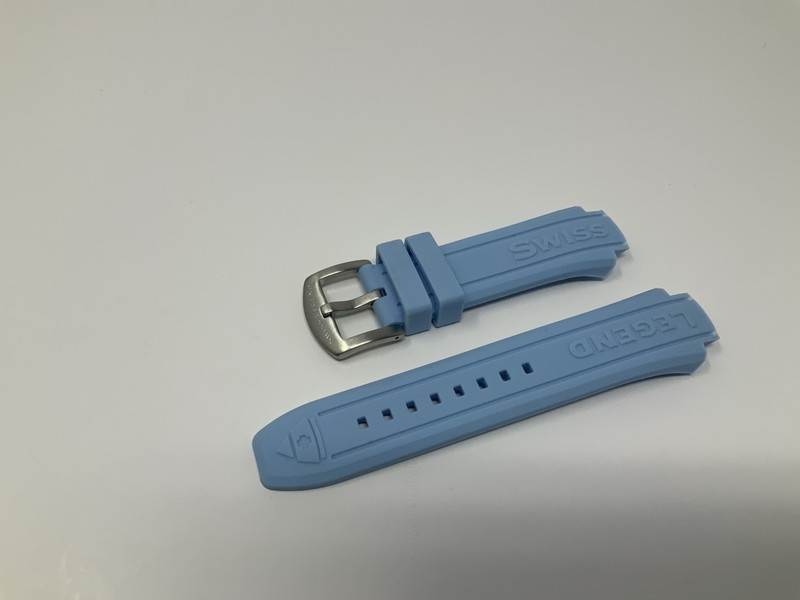 NOS Swiss Legend Neptune Light Blue Rubber Strap with Brushed steel buckle 15mm