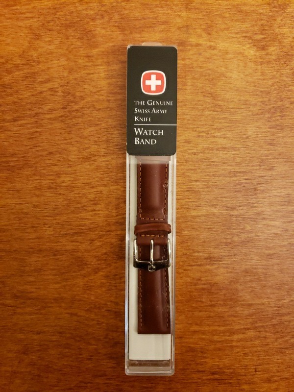 THE ORIGINAL SWISS ARMY KNIFE Brown CALF LEATHER STRAP CAVALRY BAND Beige Stitch