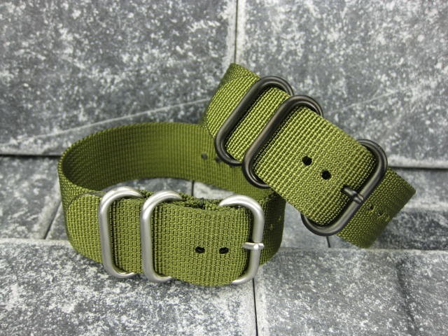 24 mm Germany Ballistic Green Nylon Diver Strap 3 Rings Wrap Around Watch Band M