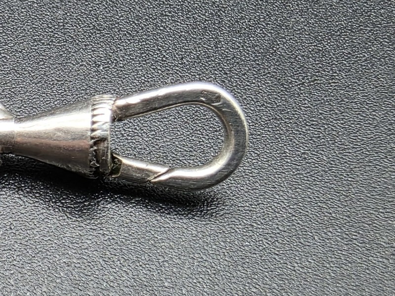 Antique Art Deco Silver 800 Single Albert Pocket Watch Chain France c1920s gallery