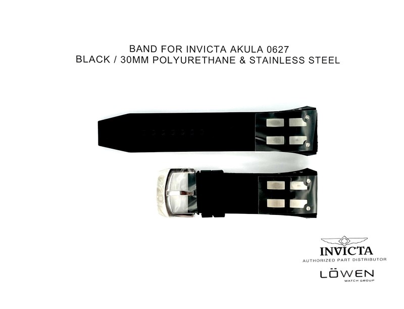 Black Silicone Watch Band Strap For Invicta Akula Collection 30mm / 0627