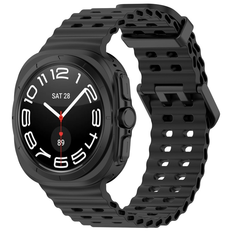 For Samsung Galaxy Watch Ultra/Ultra 2025 Double Row Holes Silicone Sports Strap