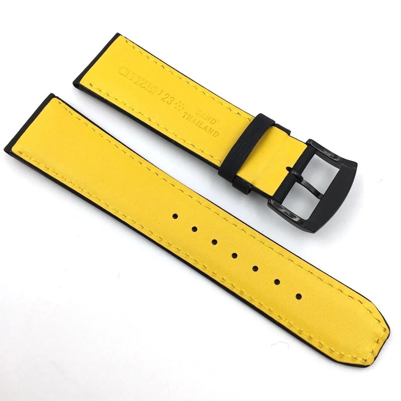 Original Citizen Replacement 23mm Black Leather Yellow Stitching Strap 59-S52633 gallery