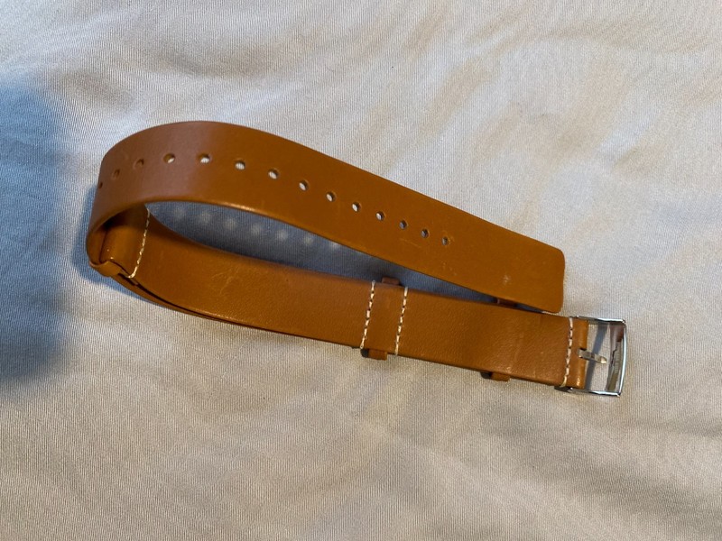 Omega New 22mm Inlet Cammel Barenia 12" Leather Strap NEW genuine