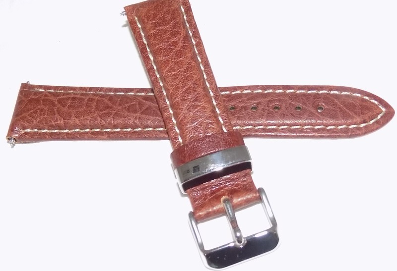 New Timex Saddle Leather Brown 20mm Watch Band High Contrast White Stitching