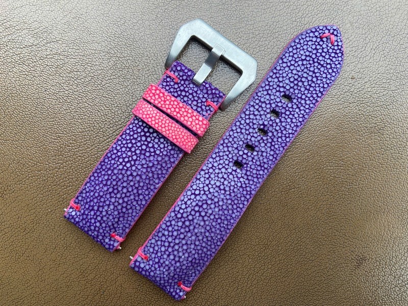 Purple Stingray Leather Watch Strap Band, Size 18mm 20mm 21mm 22mm 24mm 26mm