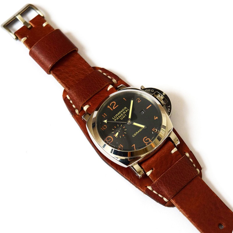 Leather bund watch strap Cuff Band Buffalo 18 20 22 24 26 mm Leather Bund Pad gallery