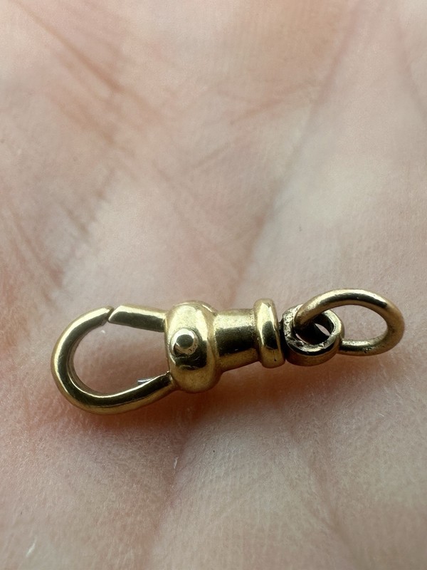 9CT Yellow GOLD Swivel DOG CLIP FOR ALBERT WATCH CHAIN 0.84 G Ship Worldwide