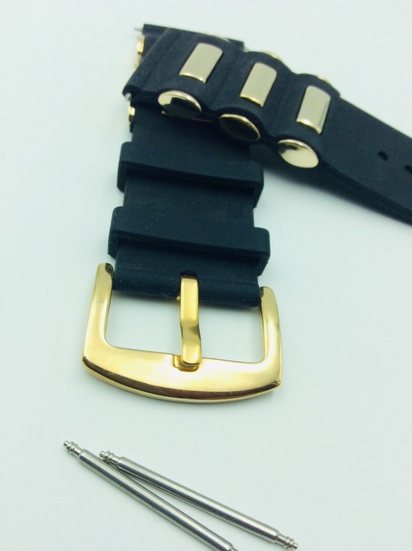26mm Black watch strap INVICTA Gold Buckle Band Pro Diver 6981 1435 6084 4060 gallery
