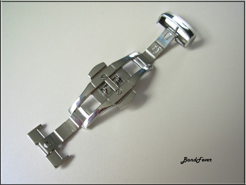 Polished Silver Stainless Steel Butterfly Deployment Clasp Buckle w/ Push Button