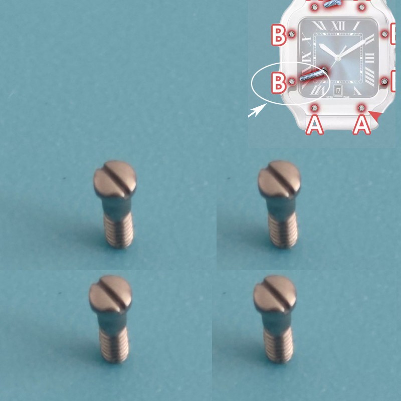 4X Watch Bezel Case Screw For DE Cartier Santos L 39.8mm Watch Case Repair Parts