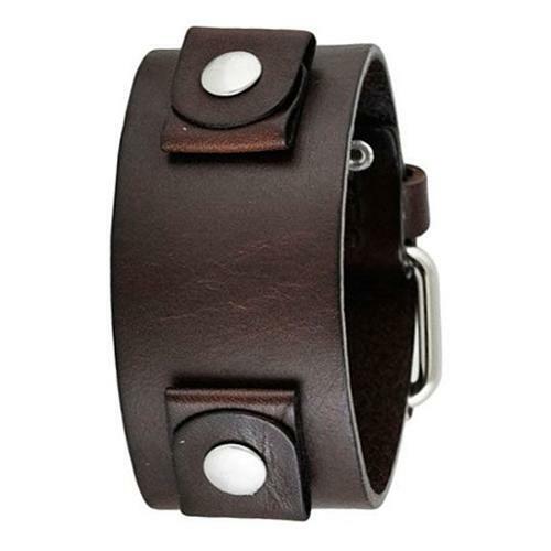 Nemesis GB-D Basic Junior Size Dark Brown Leather Cuff Watch Band 20mm