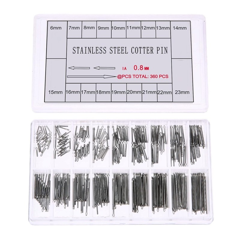 360PCS Watch Band Link Cotter Pin, Stainless Length 6-23mm Diameter 0.8mm
