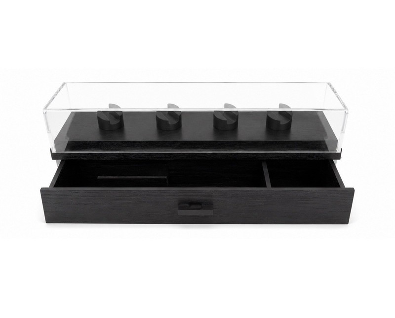 Holme & Hadfield Knife & Watch Display Case Wood Acrylic Drawer Organizer Black