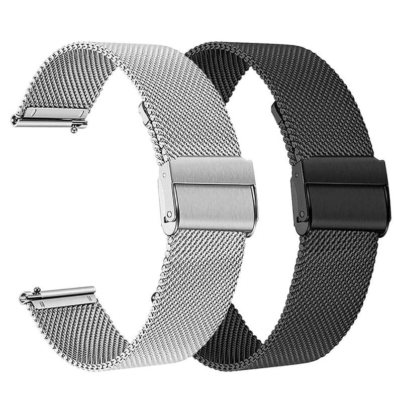 FoundEast Compatible with RUXINGX G62 Watch Universal size, Black+Silver