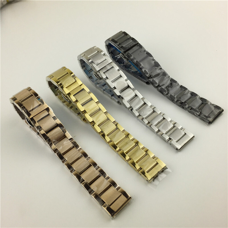Stainless Steel Solid Metal Watch Band Strap Butterfly Buckle Bracelet 16-26mm gallery