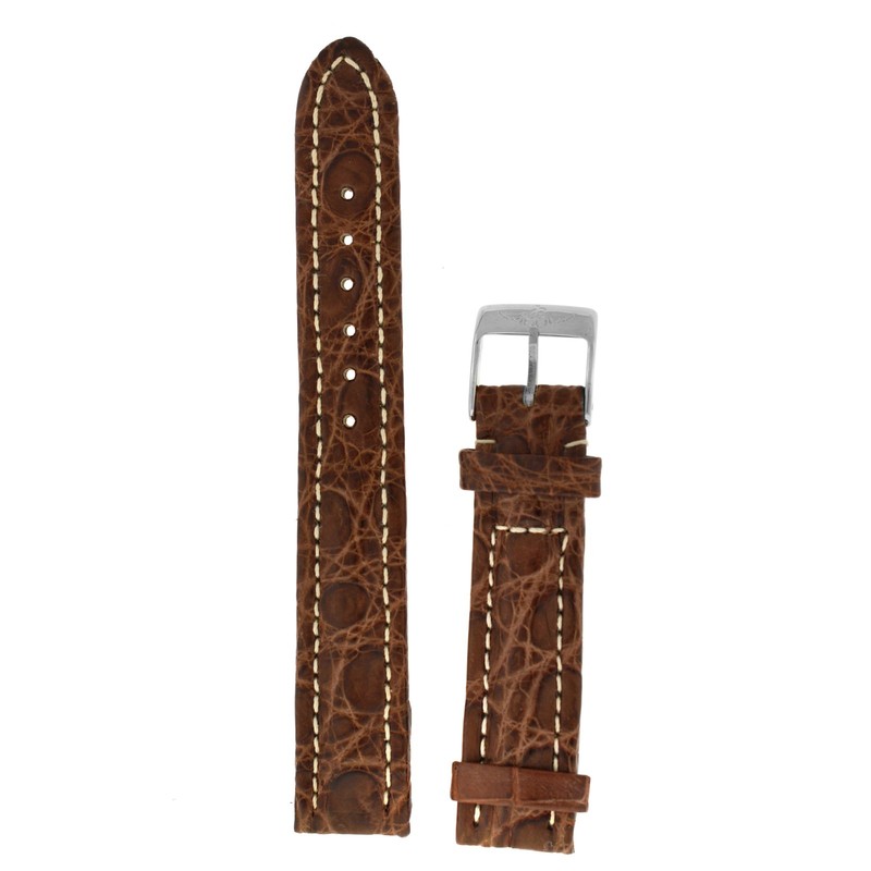New Breitling 15MM x 14MM Brown Crocodile Leather Strap with Buckle 165MM Length