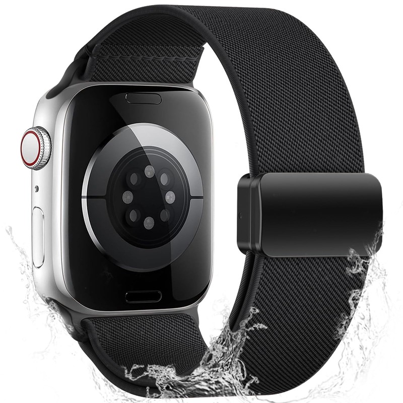 Stretchy Nylon Band Compatible 44mm/45mm/46mm/49mm/(42mm-Series 3 2 1), Black
