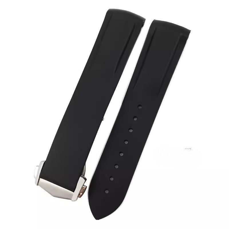 Butterfly Clasp Rubber Watch Band Strap 19 20 21mm Fits Omega New Seamaster 300