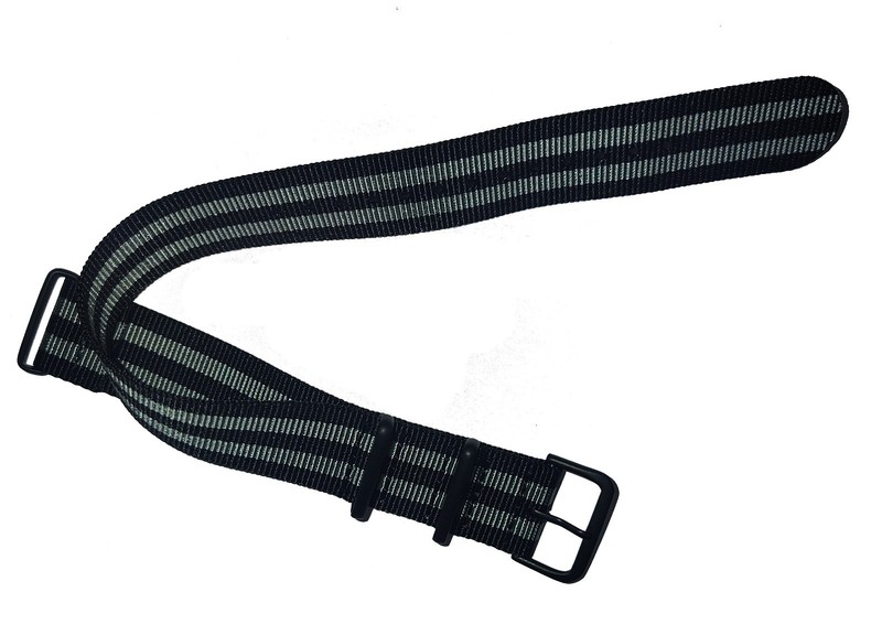 22mm 3-Ring GRAY BLACK Nylon BOND Military Watch Band Strap Fits Luminox CASIO