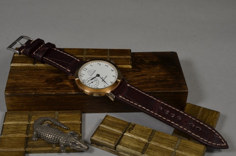 MA WATCH STRAP 22 20 18 MM BURGUNDY BORDEAUX GENUINE GATOR BAND HANDMADE SPAIN gallery