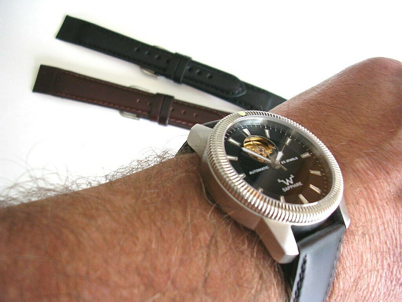 14mm Open End Mens Oily Leather watchband Wire Lugs IW SUISSE 8 10 12 16 18 20mm gallery