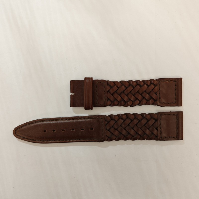 New Unworn 18mm Dark Brown Braided Leather Watchstrap 18×16
