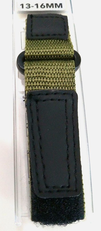 2 for 1 Watch Band Lot. 1-13-16mm Nylon Sport Fastwrap, 1-Black/Green 20mm 1 Pc gallery