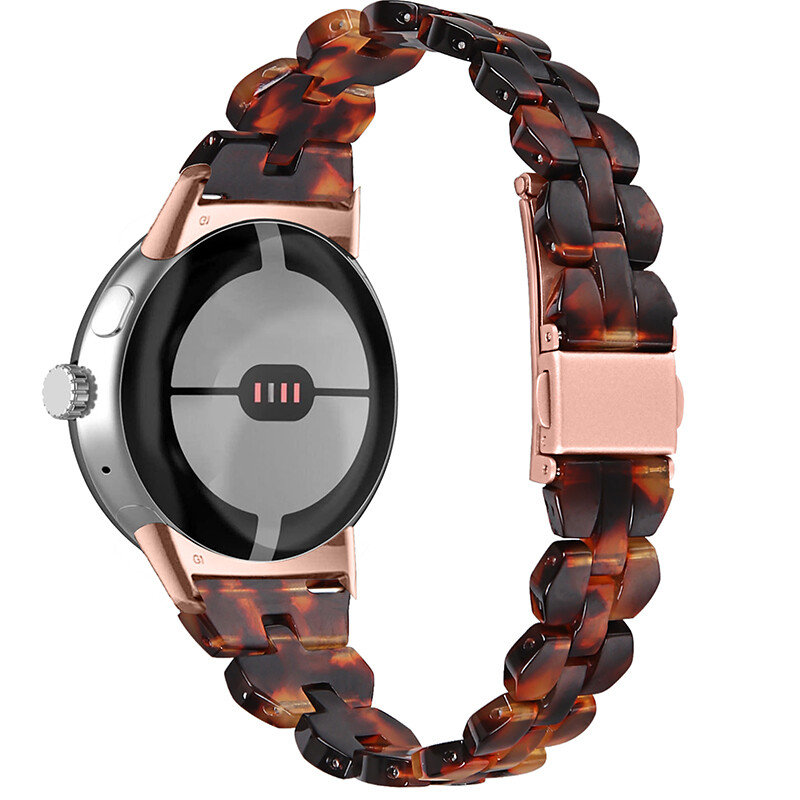 For Google Pixel Watch 1 2 Band Rhombic Resin Stainless Steel Watch Band Strap gallery