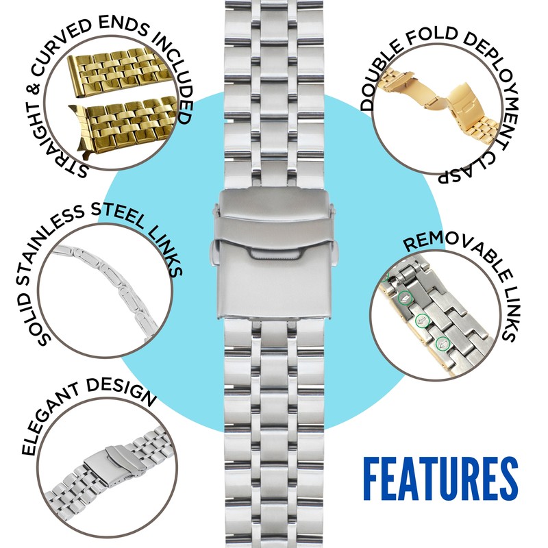 18mm Steel Metal Watch Band Brick Link Strap for Citizen Promaster gallery