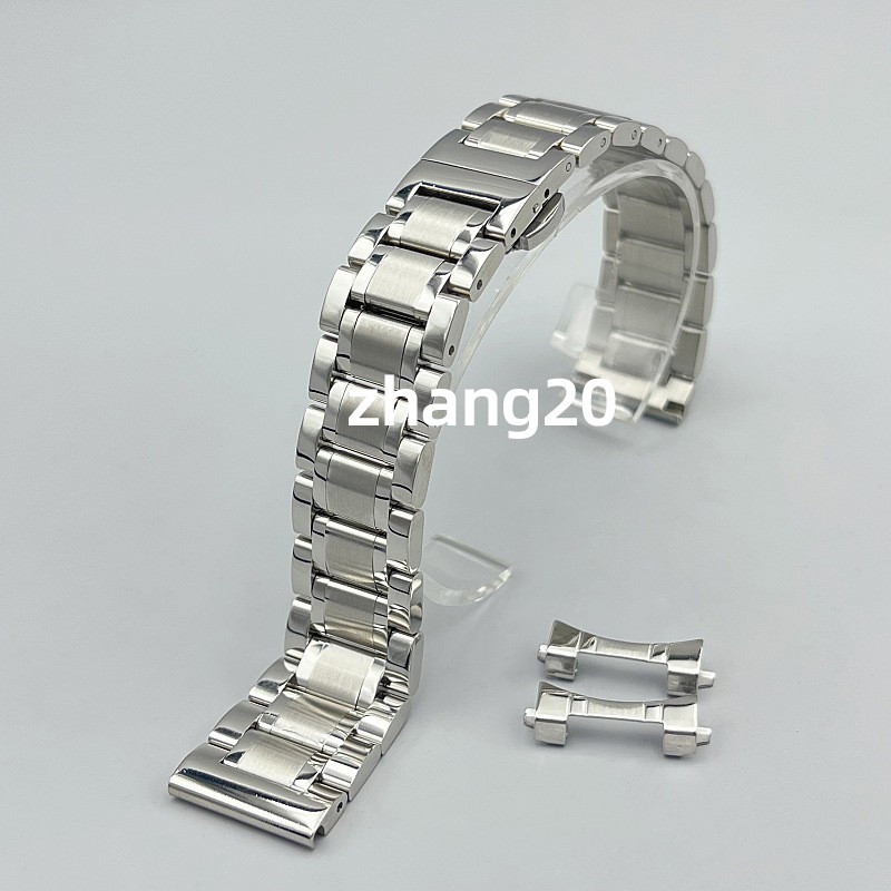Flat+Curved End Metal Bracelet 10mm-26mm Stainless Steel Watch Band Strap Unisex