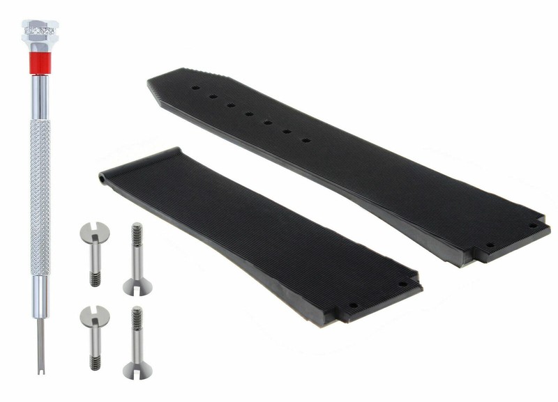 25MM RUBBER STRAP BAND FOR HUBLOT H BIG BANG WATCH BLACK + 4 SCREW + SCREWDRIVER