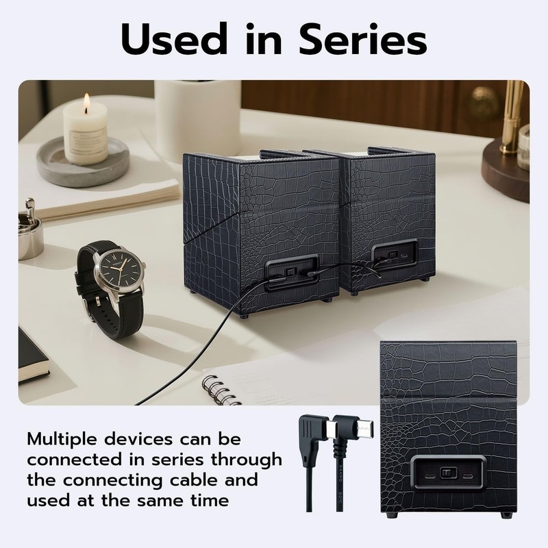 Exquisite Double Watch Winder Box for Automatic Watches - Modern Leather Finish gallery