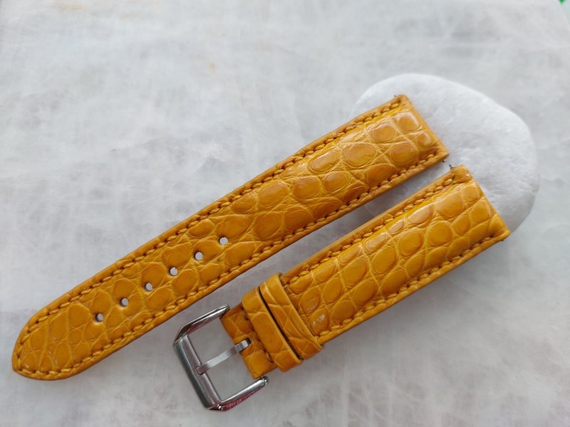 20mm/18mm Yellow Alligator Crocodile Print Leather Watch Strap Band