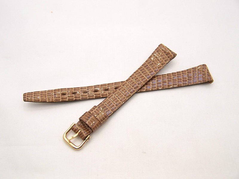 Hadley Roma Ladies Genuine Lizard, Ultra Thin Beige Band Strap