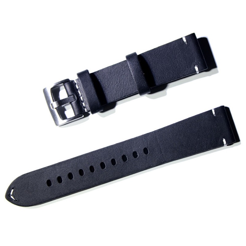 Watch Band Top Layer Cowhide Genuine Leather Wristwatch Strap Blet Black 18-22mm gallery