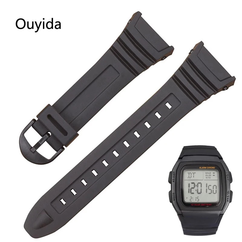 18mm Silicone Watch Band Strap For Casio 3239 W-96H-1A 2A 9A Bracelet Black gallery
