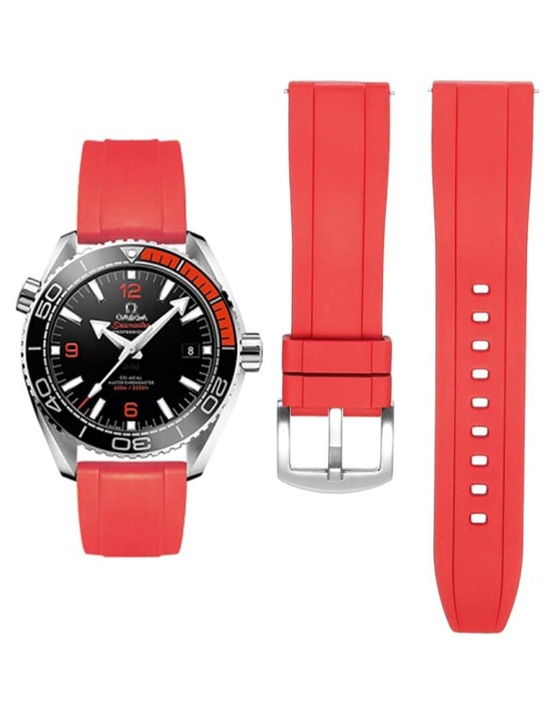 New 20mm FKM Red Fluororubber Watch Band Rubber Dive Strap