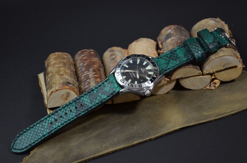 MA WATCH STRAP 22 20 18 MM GREEN MATTE GENUINE EXOTIC SKIN HANDMADE BAND SPAIN