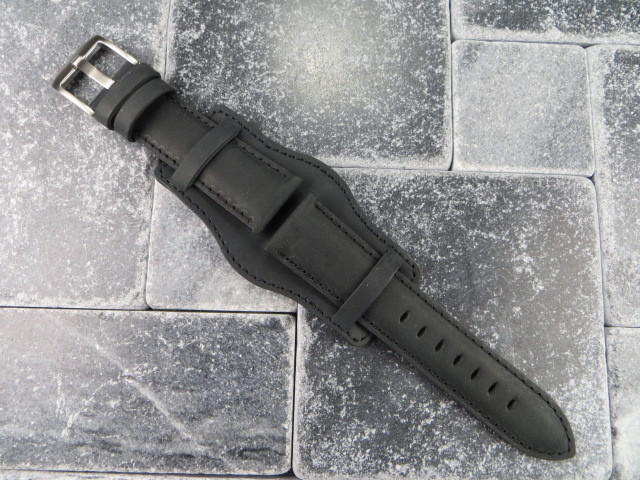 NEW 22mm German Military Aviator Watch Strap Army Leather Cuff Watch Band Bund