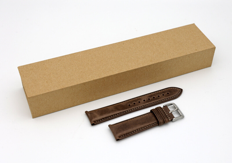 20mm 22mm Brown Taupe Vintage Top Grain Genuine Leather Watch Strap gallery