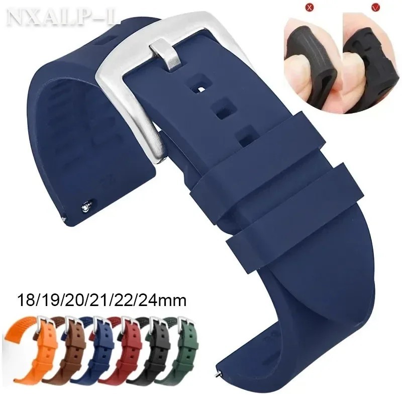 18mm 20mm 22mm Soft Silicone Watch Band Divers Replacement Strap Quick Release gallery