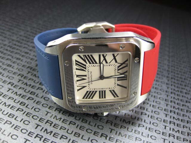 New 20mm Soft PU Rubber Strap CARTIER SANTOS 100 Medium Diver Watch Band Mix